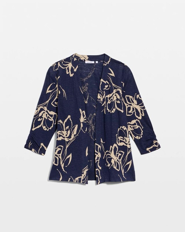 Floral Linen Open Front Cardigan - image 5